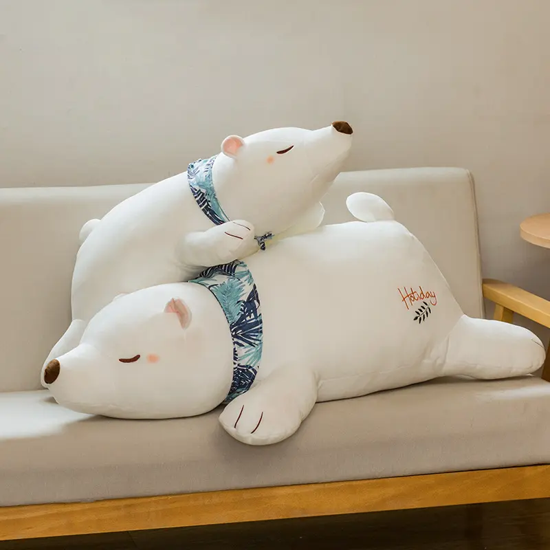 Polar bear plush toys cute soft girls sofa sleeping throw pillows