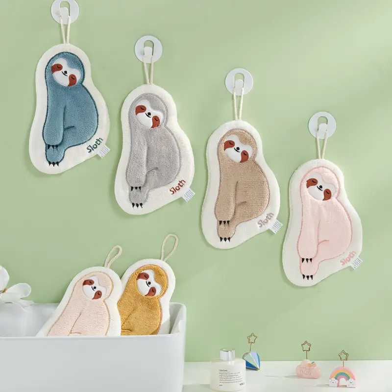 Sloth hand towel absorbent coral velvet thick cartoon handkerchie