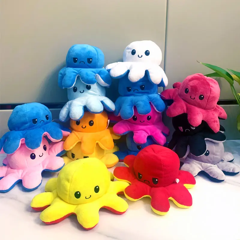 Flip octopus reversible octopus plush toy double expressions toy