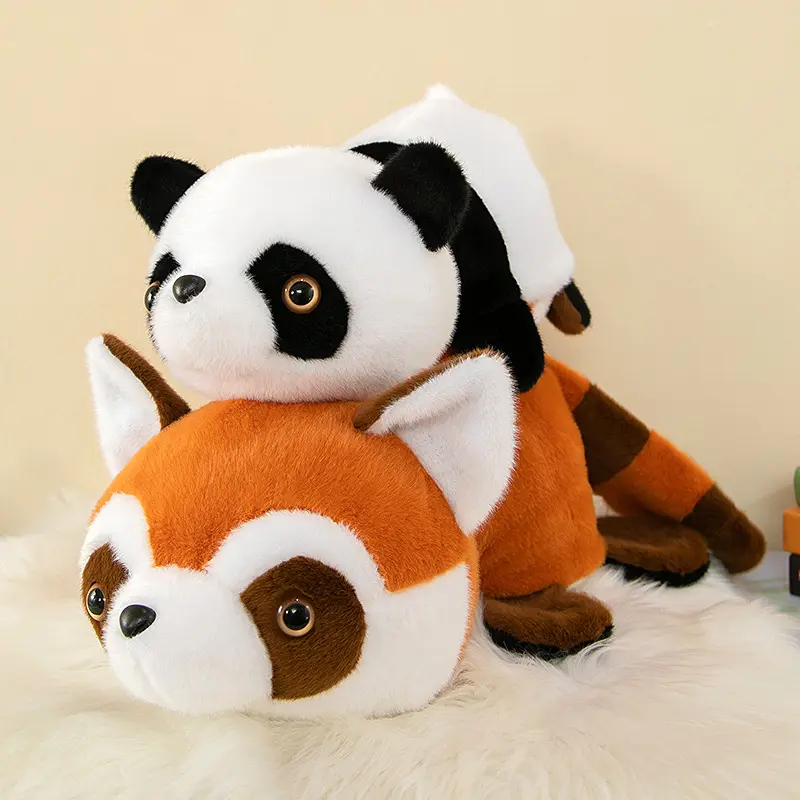 Reversible panda plush toy cute panda turned raccoon toy children's birthday gift