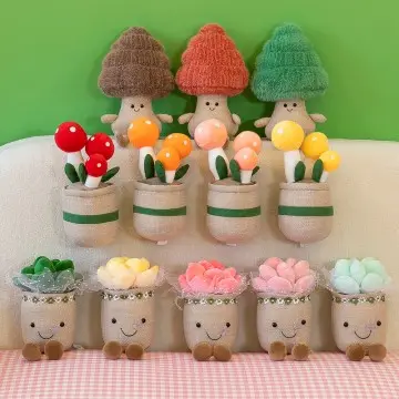 Cute potted plant plush toys simulation flower tree plush plants decor