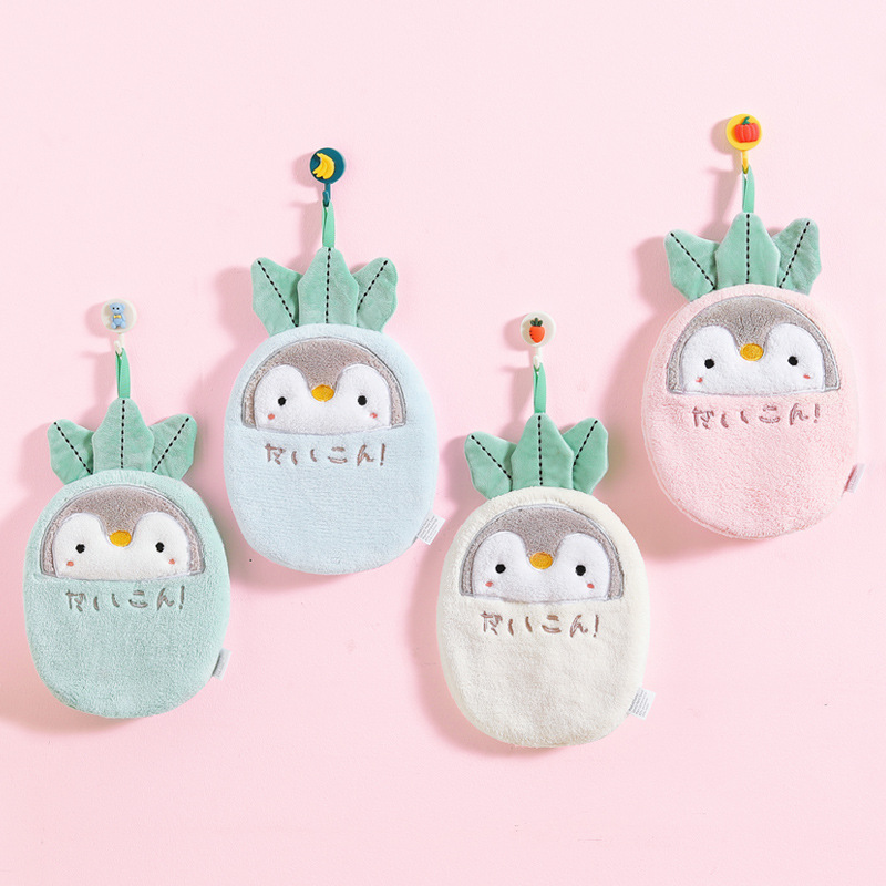 Japanese cartoon penguin hand towel cute double thick absorbent towels