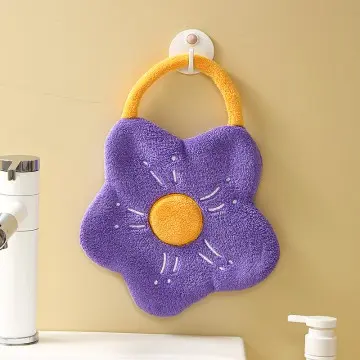Flower shape coral velvet hand towels household kitchen handkerchief