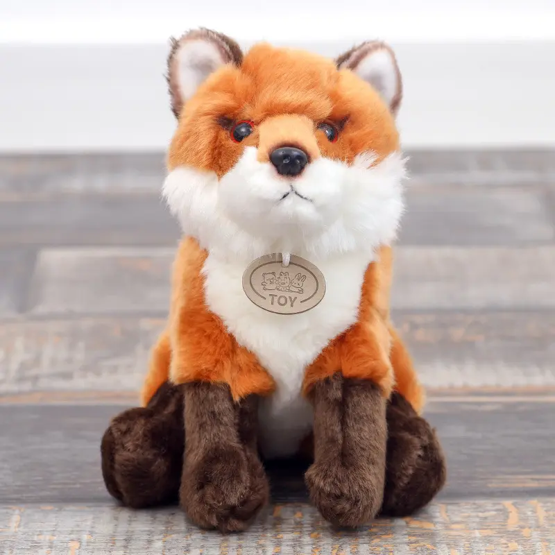 Simulation cute sitting fox animal plush toys forest animal dolls gift