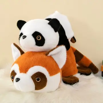 Reversible panda plush toy cute panda turned raccoon toy children's birthday gift