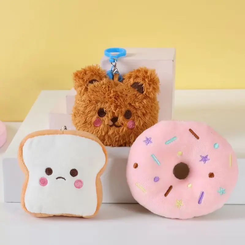 Donut pendant plush toy bread pendant keychain toy for promotion