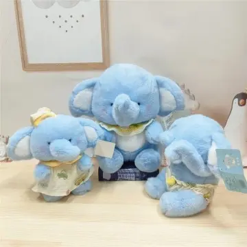 Custom stuffed animal blue sitting bib elephant plush toys