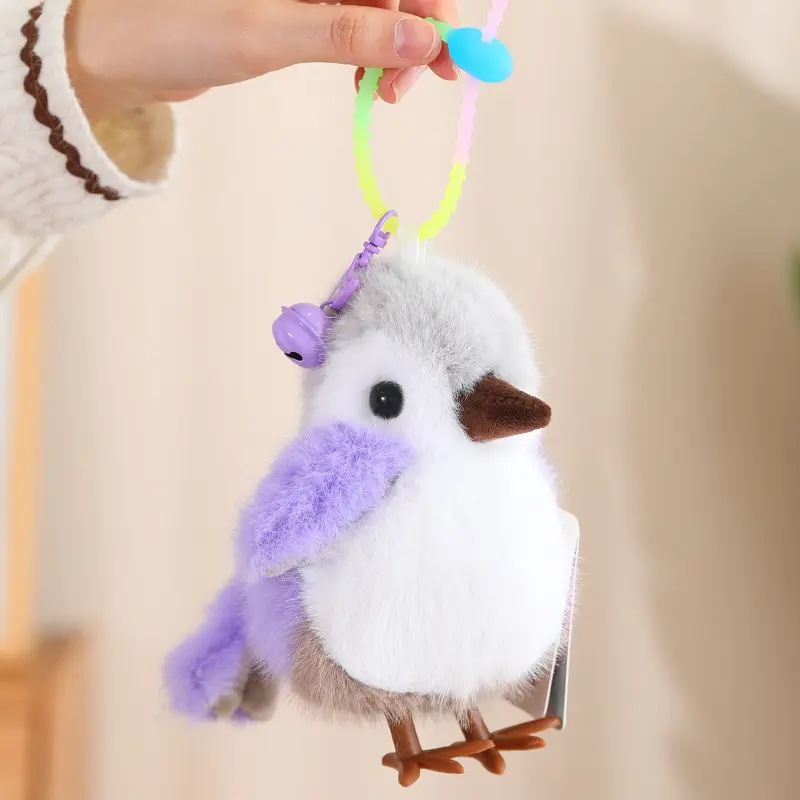 colorful bird plush keychain