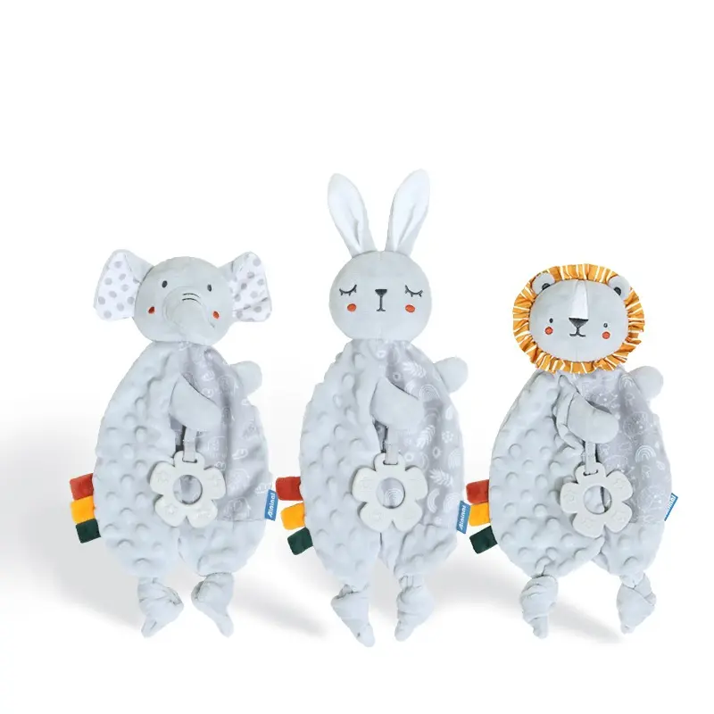 Baby soothing towel Baby can chew on the mouth gray toy rattle baby sleep toy