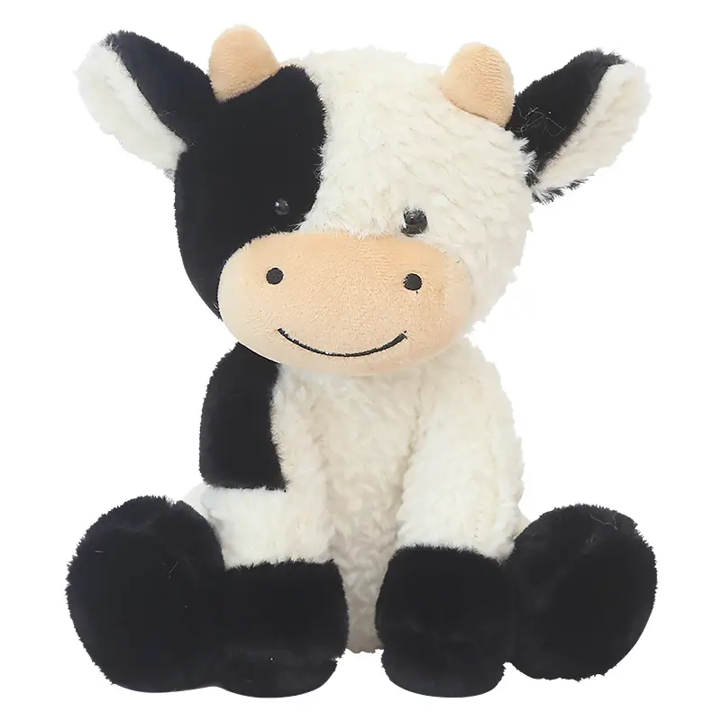 Cow plush toys black and white smiling calf sitting toys Birthday gift