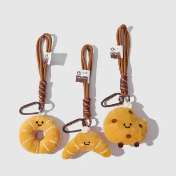 Manufacturer custom bread soft plush keychains bag pendants