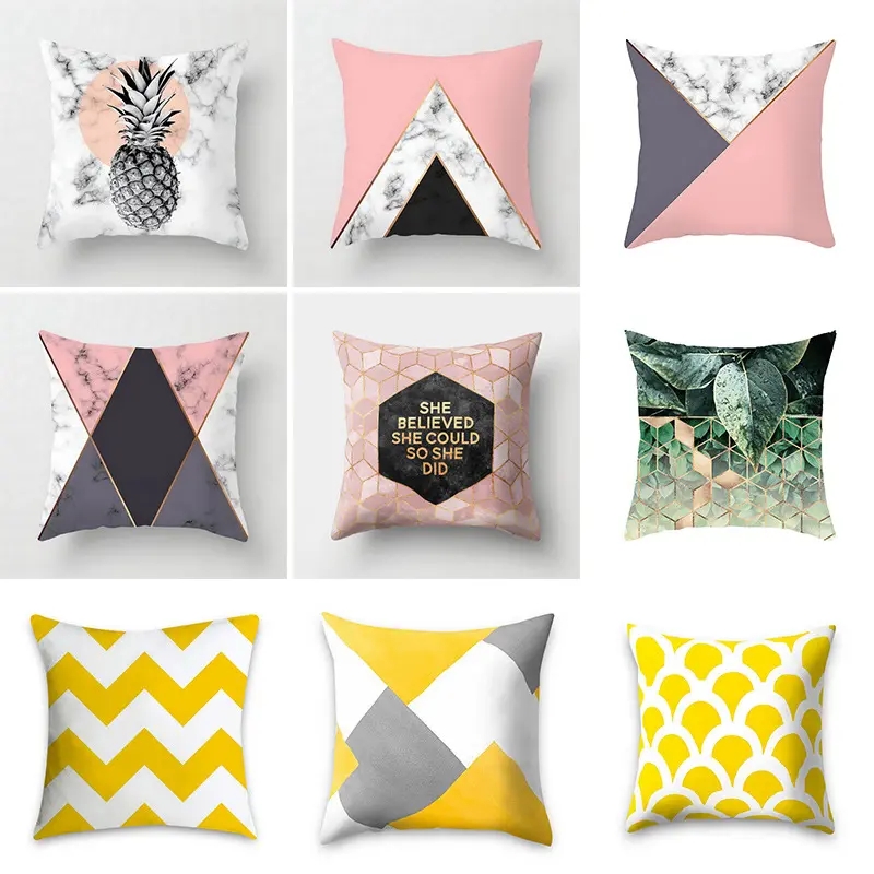 Yellow Striped Styles Pillowcase Geometric Throw Cushion Pillow Cover Printing Cushion Pillow Case