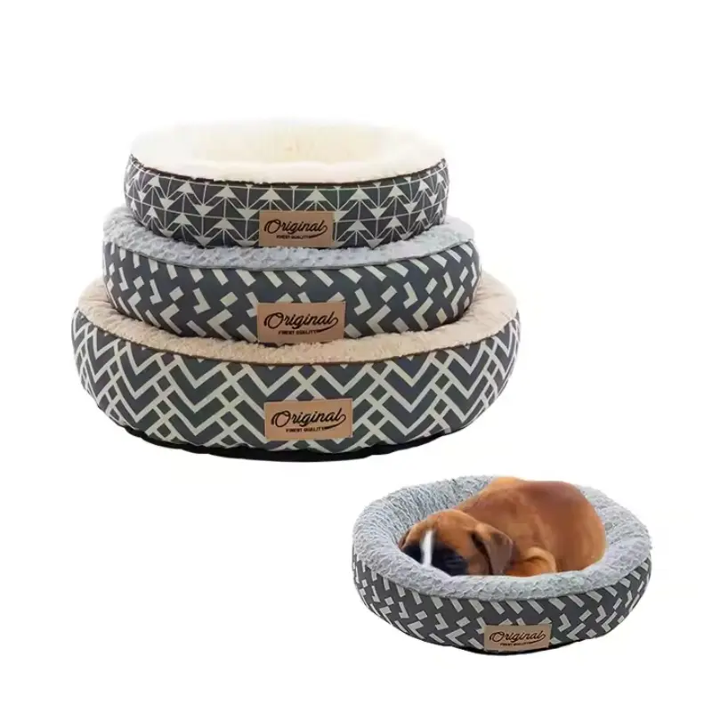 Manufacturer Custom Soft Plush Washable Puppy Bed Round Pet Cat Dog Bed