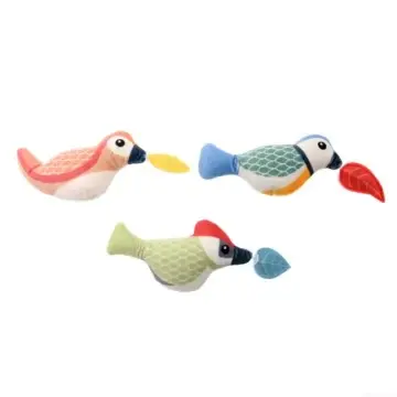 Custom Interactive Catnip Cat Plush Toys Plush Bird with Pull Vibrator