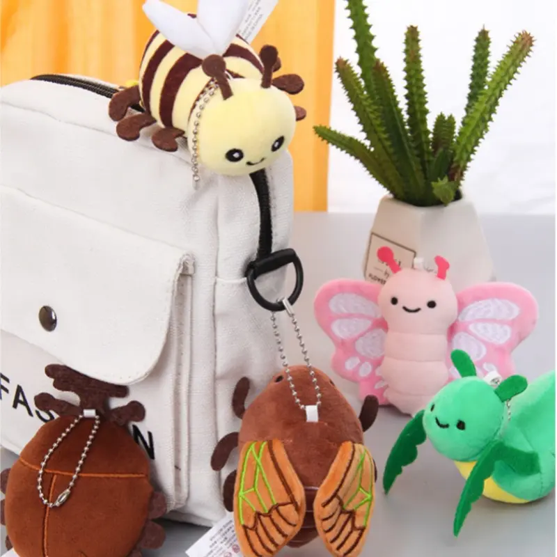 Insect series plush toys mantis bee butterfly keychain plush pendants