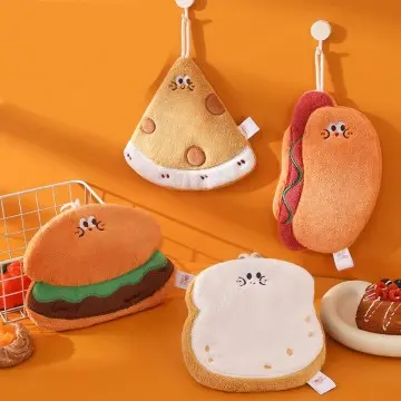 Burger sandwich coral velvet hand towel double absorbent kitchen towel
