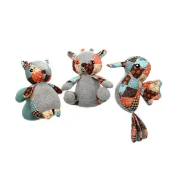 Colorful Patches Animals Bird Deer Squirrel Squeaky Soft Plush Dog Toy