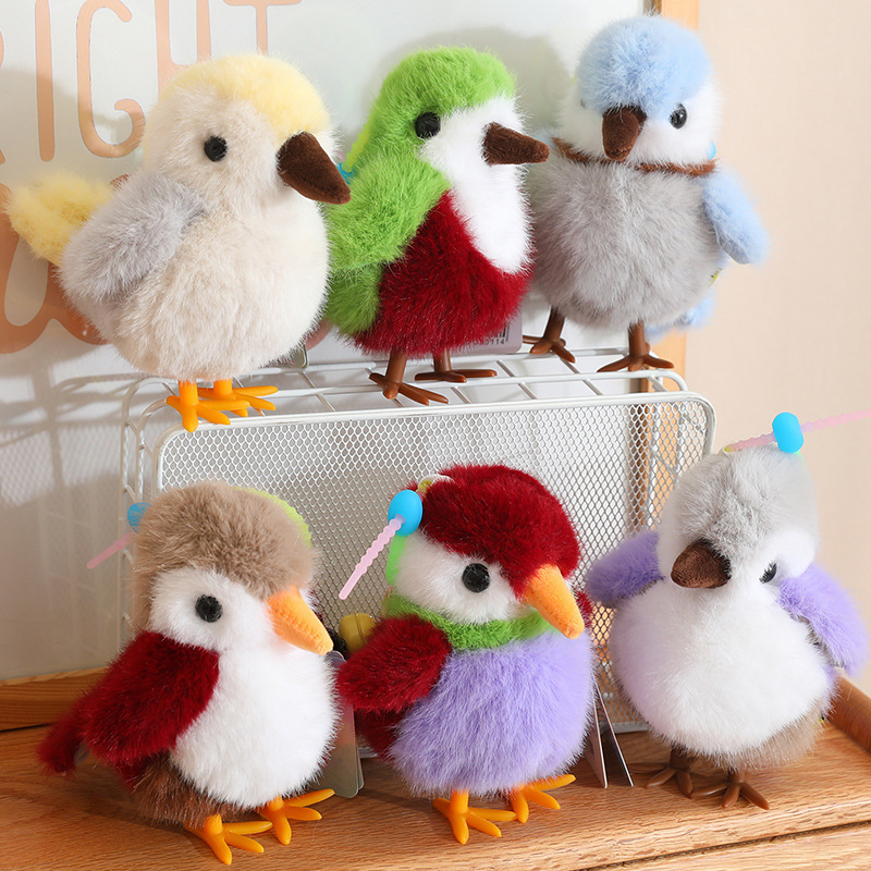 Bird plush pendant cute soft parrot keychain pendant children gifts