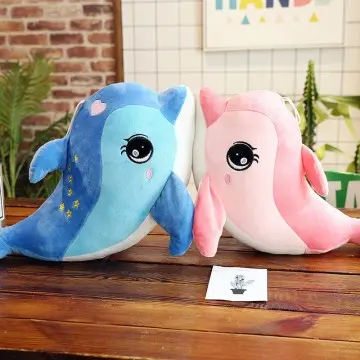 Cute cartoon dolphin stuffed plush toy super soft plush throw pillow