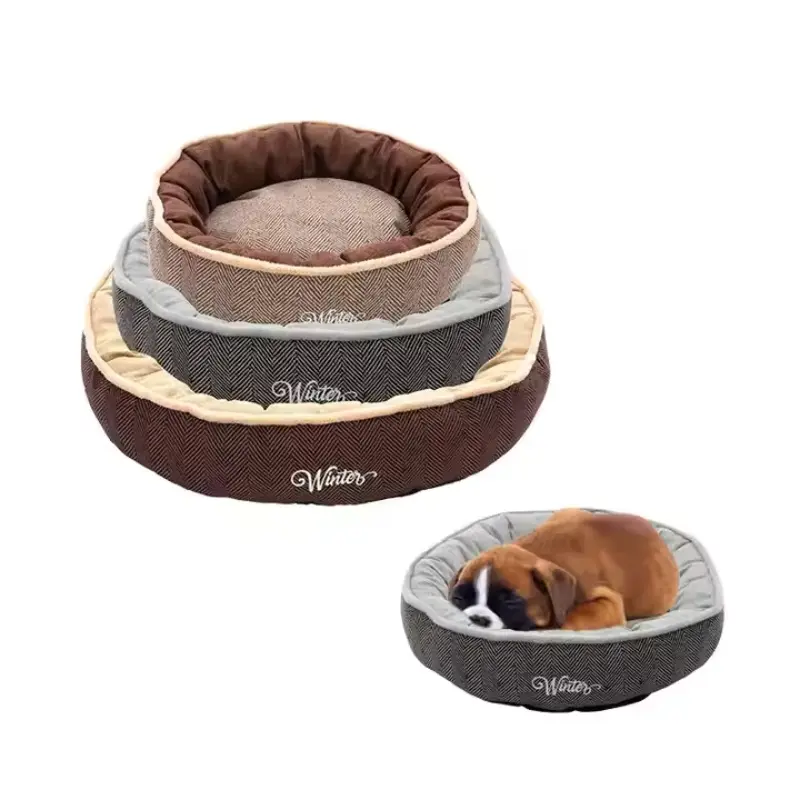Manufacturer Custom Comfortable Soft Luxury Bed Round Pet Cat Dog Bed
