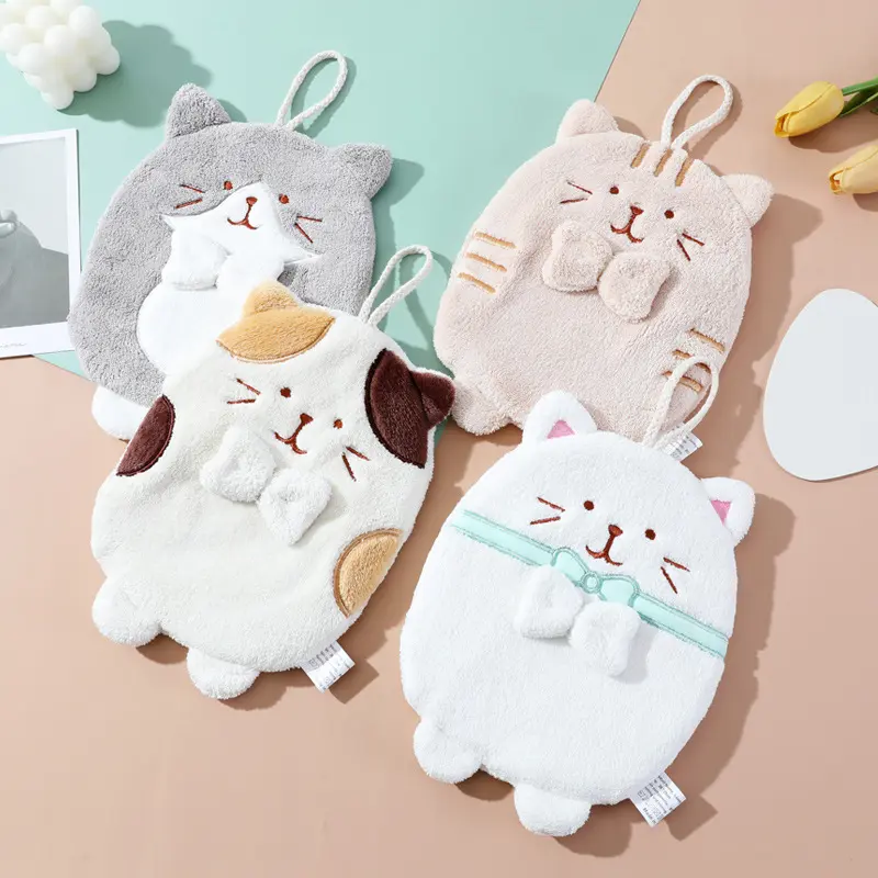 Cute cat hand towel absorbent hand towel Bathroom kitchen hand towel