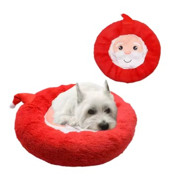 Wholesale Custom New Santa Claus Design Round Soft Pet Cat Dog Beds