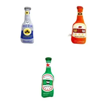 Beer bottle shaped pet stuffed plush toy soft durable chewable pet toy