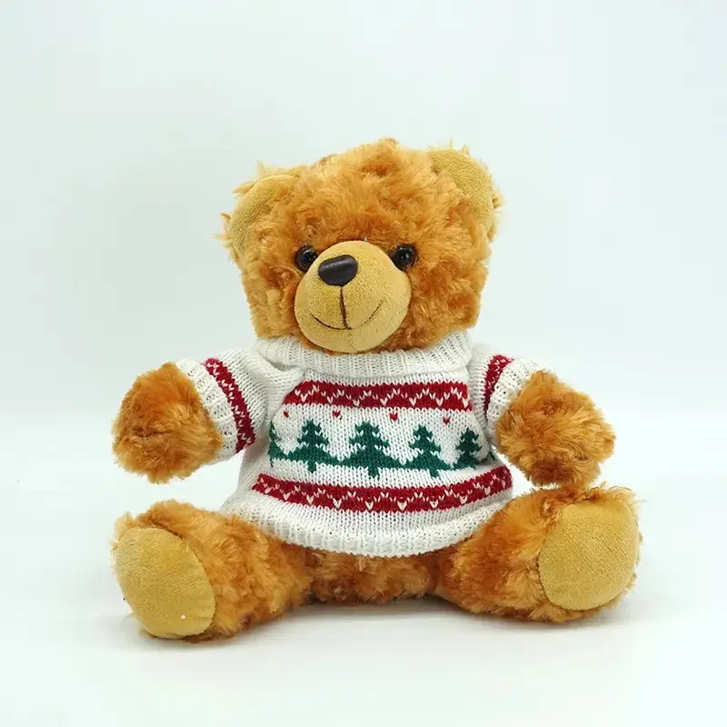 Custom logo 7inch plush bear with sublimation shirt teddy bear toys with T-shirt plush toy with logo T-shirt