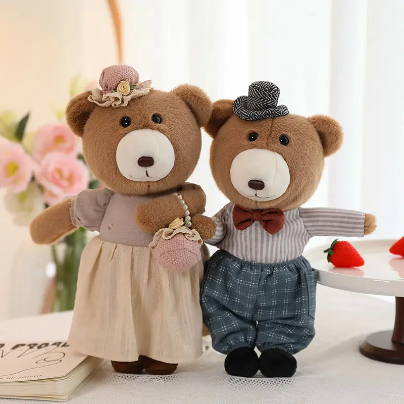 Cute bear rabbit plush toys couple rabbit couple bear toys hand gifts