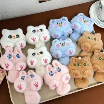 Wholesale cute animal cat bear rabbit plush keychains bag pendants