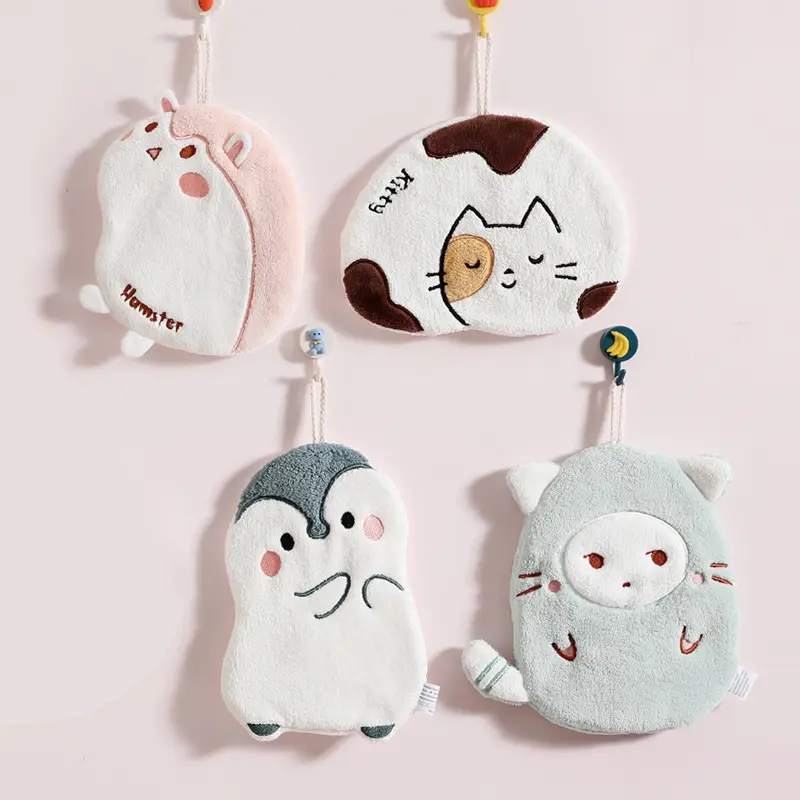 Cute animal hand towels absorbent quick drying bathroom hand towels