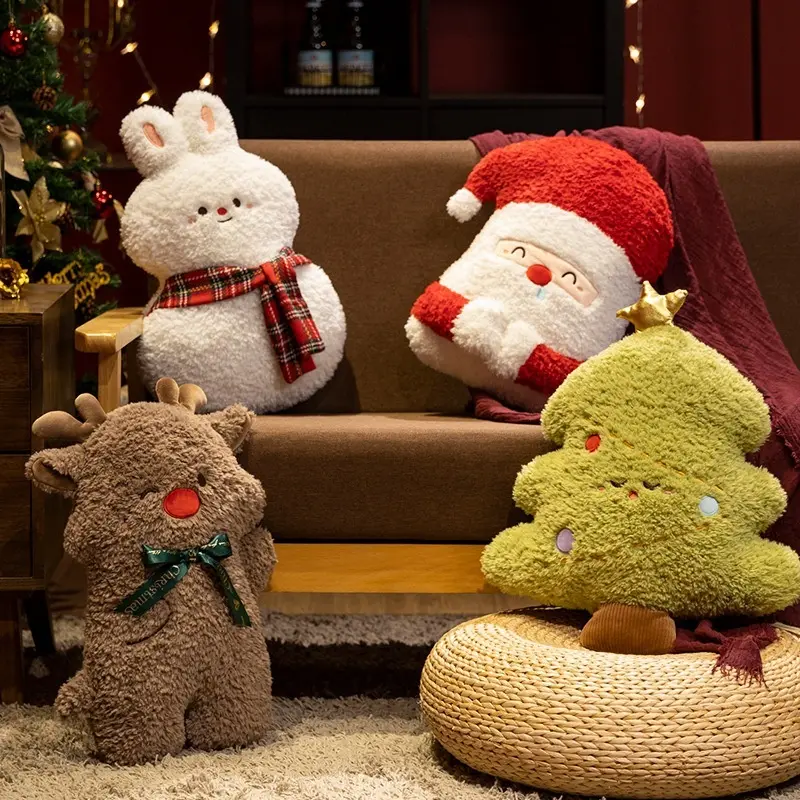 Santa elk snowman plush toys figure Christmas tree throw pillows gifts