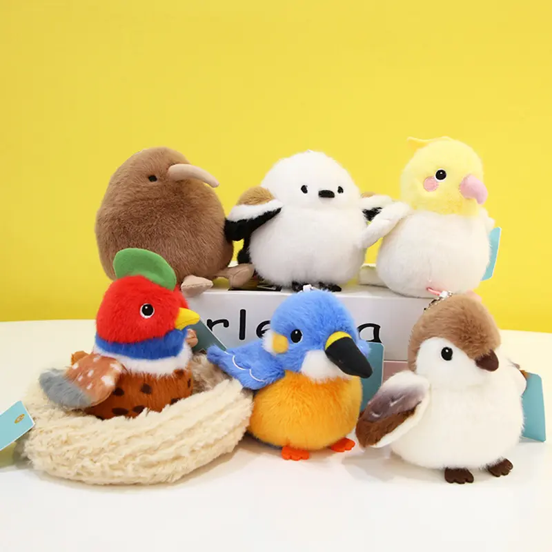 Bird animal plush toys keychain plush toys parrot plush pendants