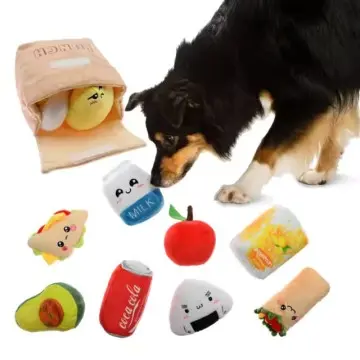 Custom Available Multiple Choice Lunch Food Pet Squeaky Plush Dog Toys