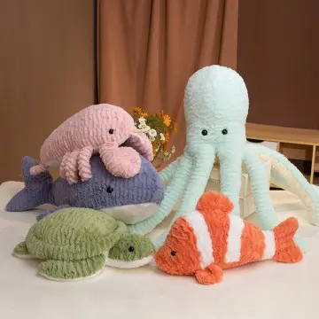 Supplier sea animal turtle octopus clownfish lobster shark soft plush toys
