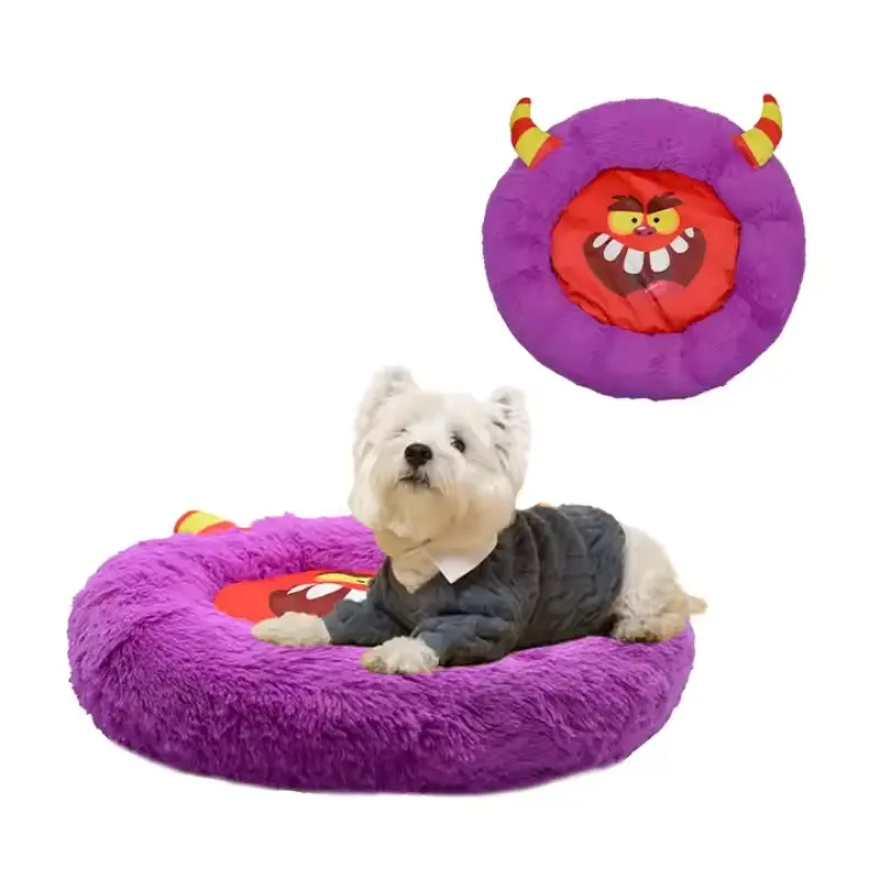 Wholesale Halloween Theme Washable Plush Fluffy Fabric Pet Cat Dog Bed