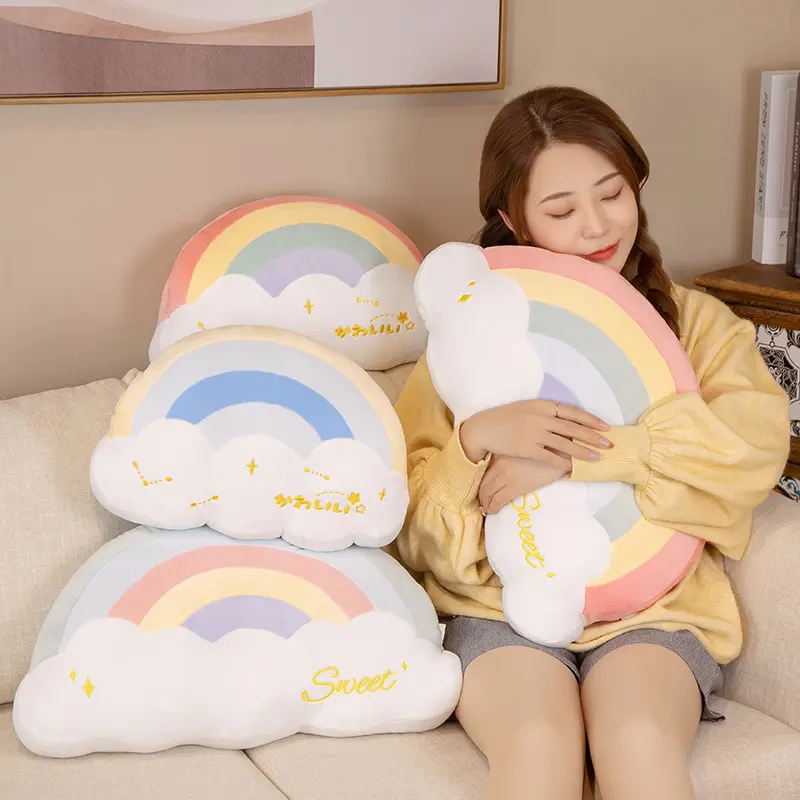 Rainbow throw pillows cloud-shaped cushions Soft throw pillows cushion