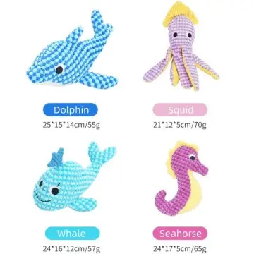 Personalized sea animal dolphin whale squid seahorse pet dog chew toys