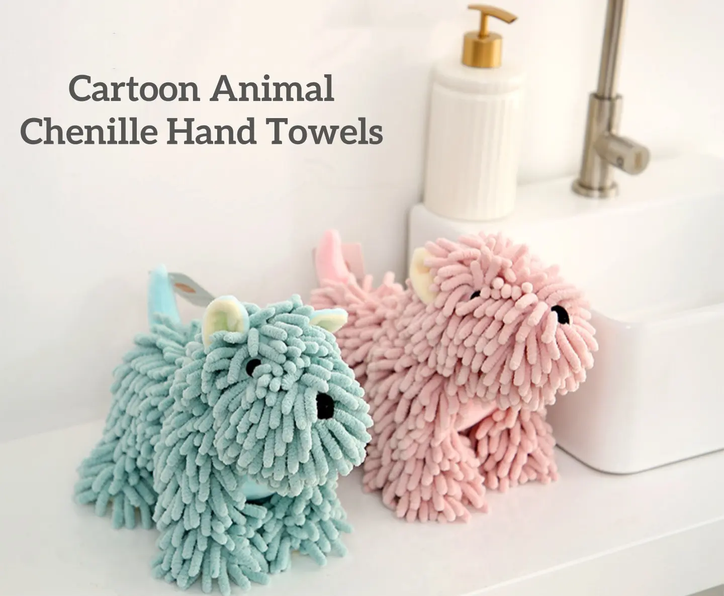 Manufacturer custom animal Chenille hand towel soft toys for children