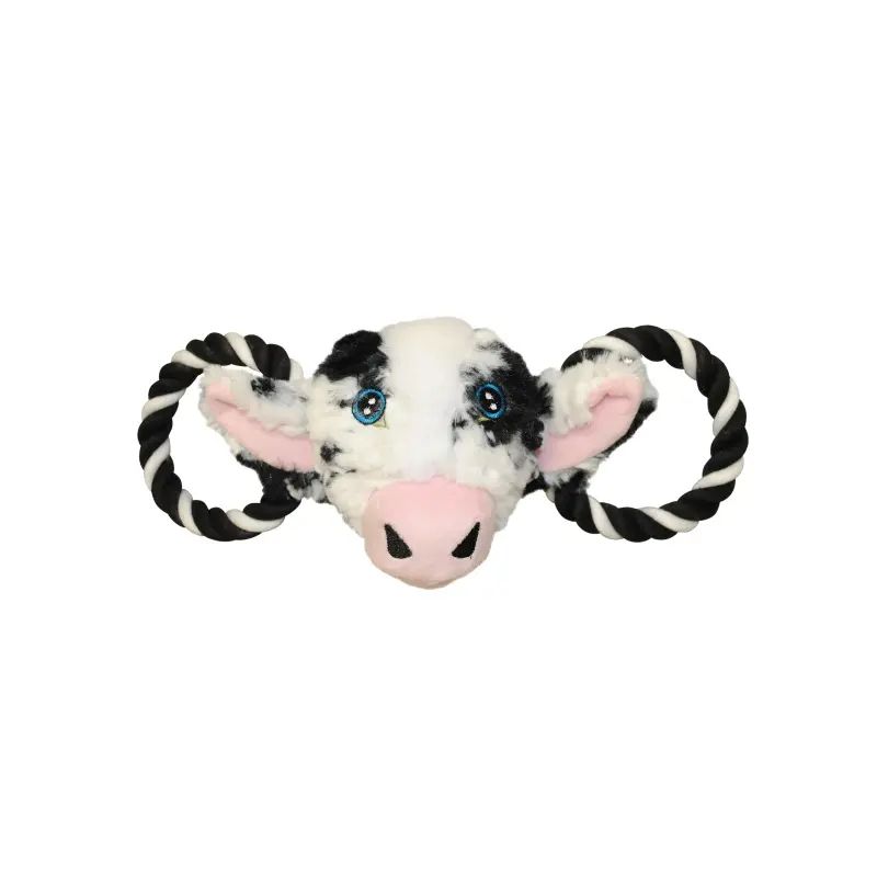New animal design plush toys squeaky dog toys with handles for dogs