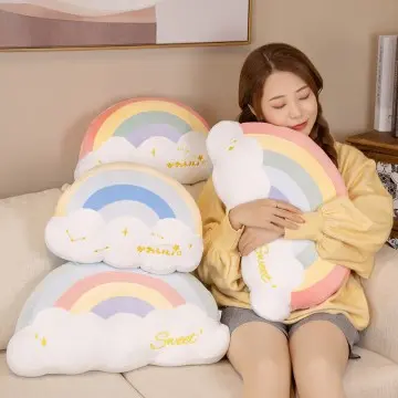 Rainbow throw pillows cloud-shaped cushions Soft throw pillows cushion