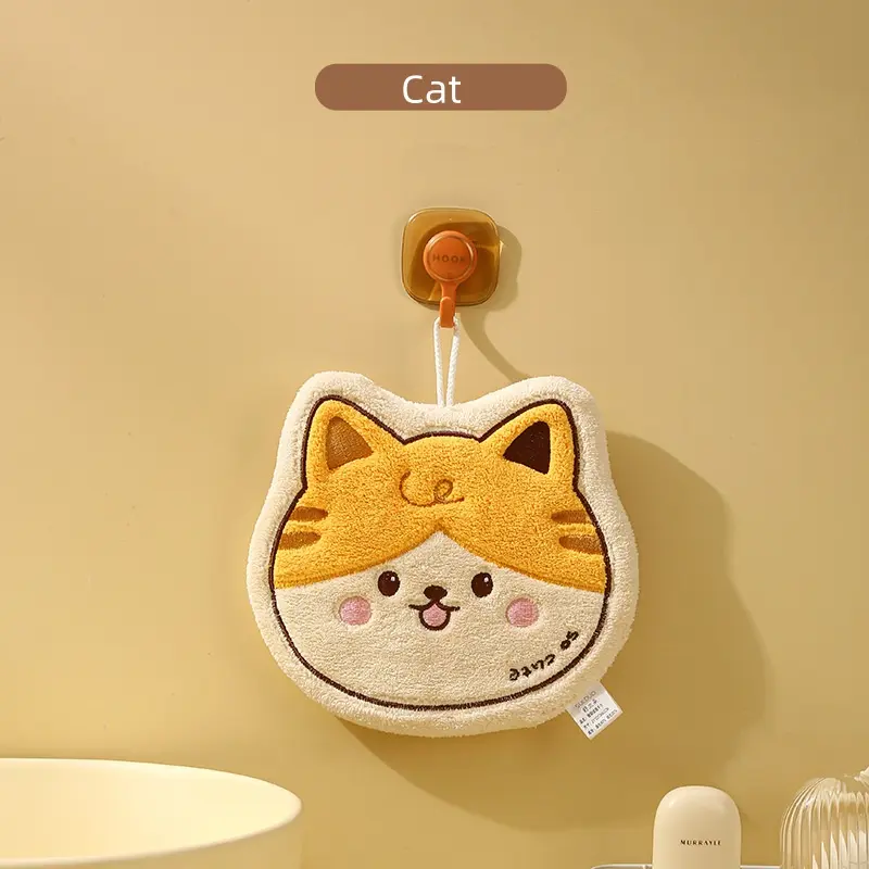 Cartoon animal coral velvet hand towels soft kitchen absorbent towels