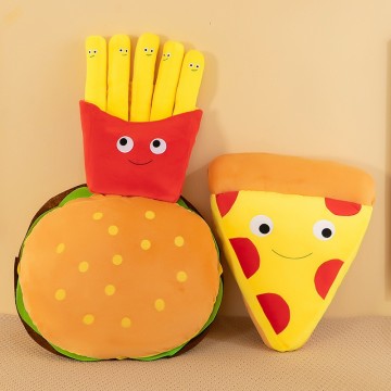Manufacturer custom soft hamburger fries pizza sofa cushion plush toys