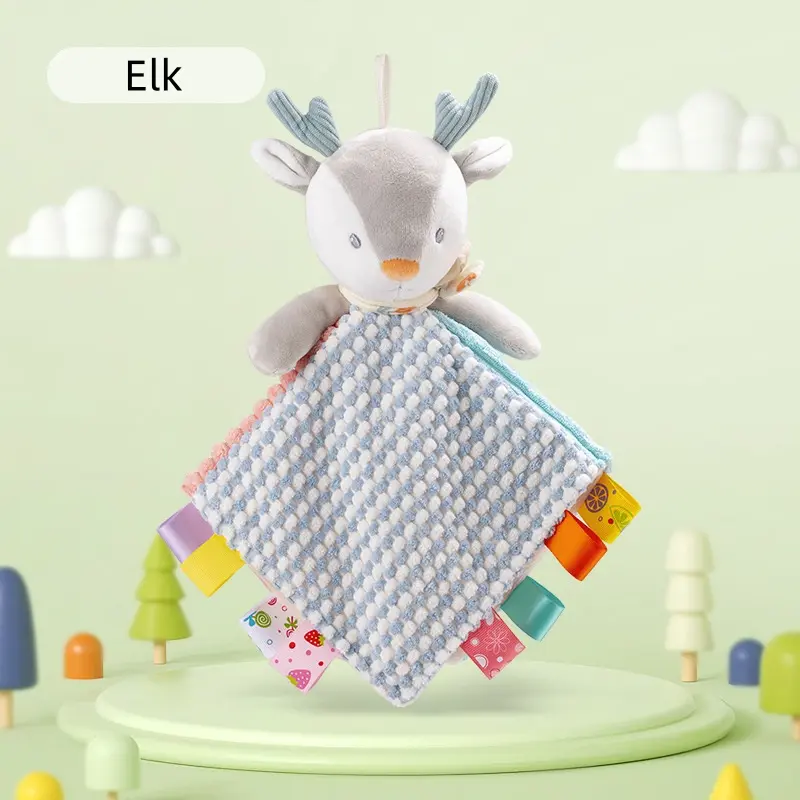 Soothing towels baby early education cartoon toy cart rattle pendant